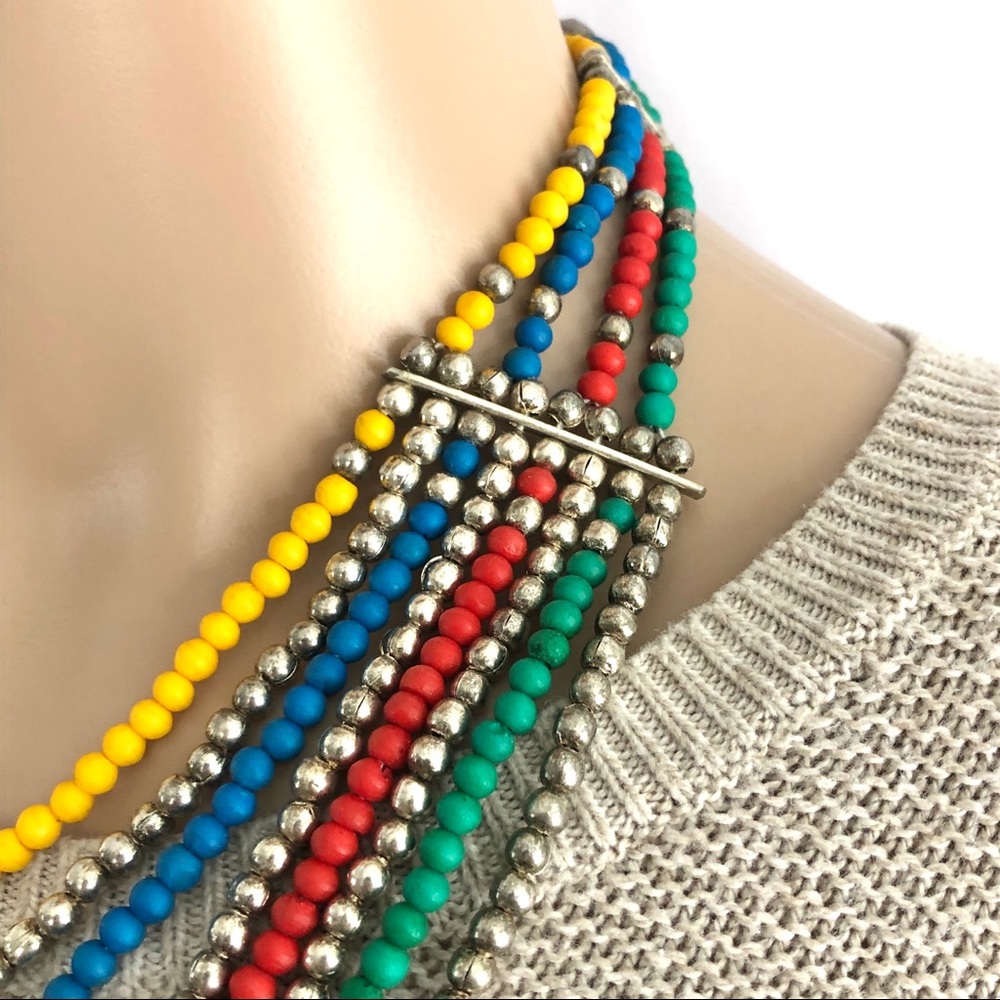 Vintage Multi-Strand Beaded Statement Necklace - image 5